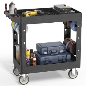 Huxxion Utility Cart with Wheels, Heavy Duty Rolling Service Cart for Warehouse,Garage, Cleaning() - 1 of 4