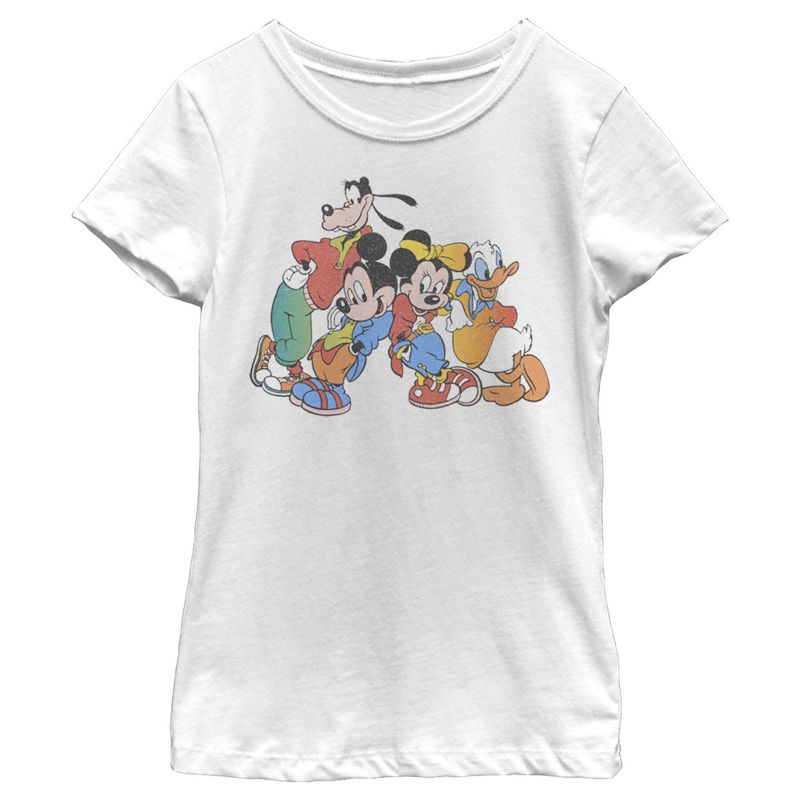 Girl's Disney Mickey & Friends Cool Group Lean T-Shirt, 1 of 5