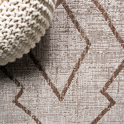 Carwa Handmade Trellis Beige/Brown Synthetic Area Rug - 2x10