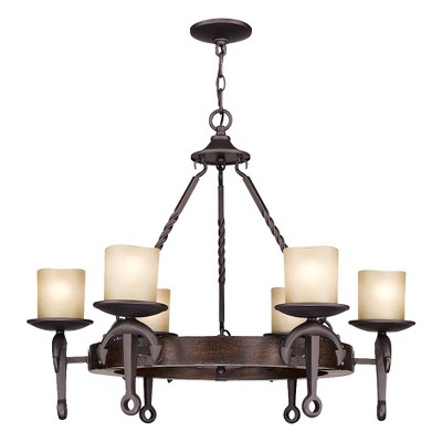 Cape May Olde Bronze 6-Light Chandelier with Satin Glass