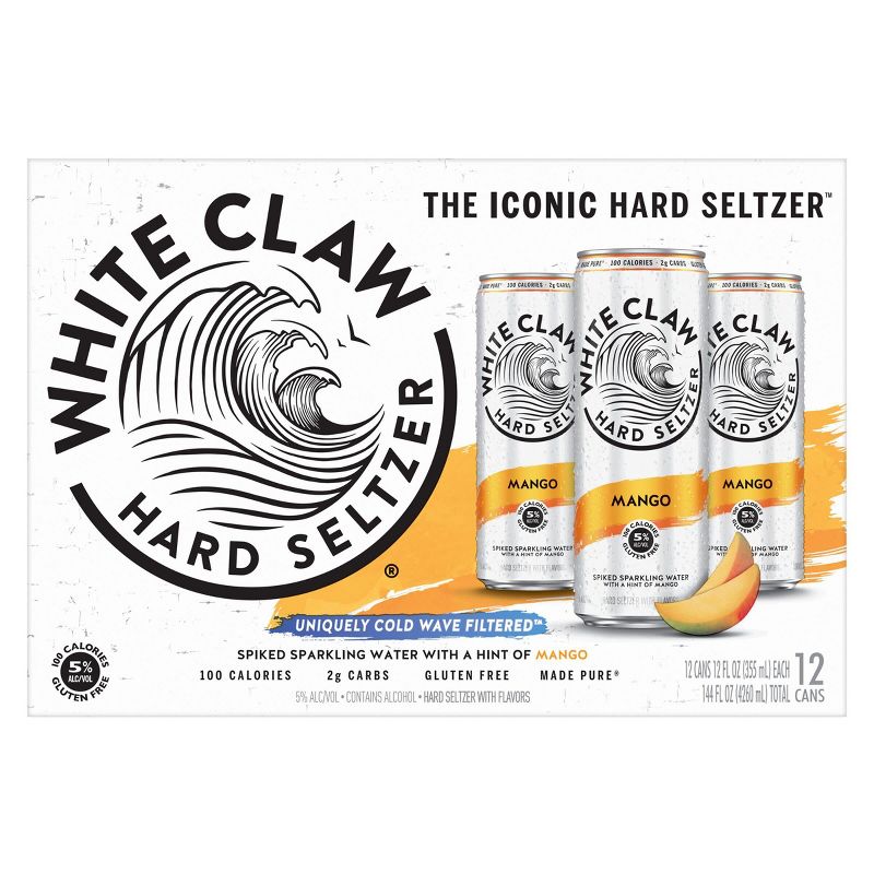 White Claw Mango Hard Seltzer - 12pk/12 fl oz Slim Cans, 3 of 9