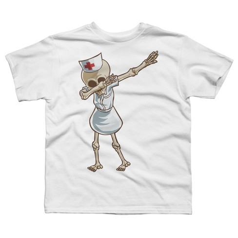 Boy's Design By Humans Halloween Dabbing Funny Skeleton Nurse RN Costume Gift By COVI T-Shirt - image 1 of 3