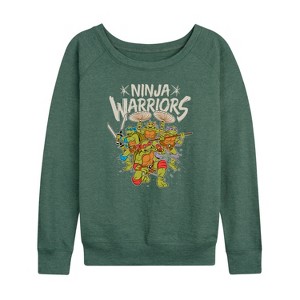 Women's - Teenage Mutant Ninja Turtles - Ninja Warriors Lightweight French Terry Wide Neck Long Sleeve Shirt - 1 of 4