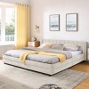 King Upholstered Bed Frame with Storage Drawers & Chenille Headboard, Modern Platform with Solid Wood Slats-3irtyhousy - 3 of 4