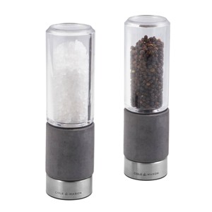 Cole & Mason 7.09" 2pc Acrylic/Steel/Cement Regent Gift Set Gray/Clear/Silver: Modern Salt & Pepper Mills, 2-Year Warranty - 1 of 4