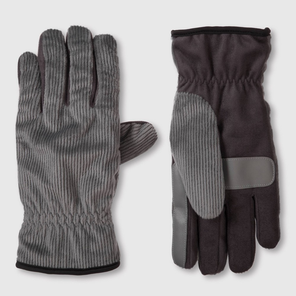 Photos - Winter Gloves & Mittens Isotoner Men's Handwear Corduroy Microsuede Palm Gloves - Gray M 