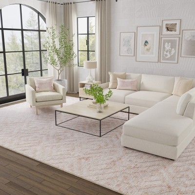 Ivory Cotton-Synthetic 8' x 10' Easy Care Rectangular Rug
