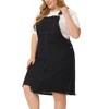 Agnes Orinda Women's Plus Size Overall Frayed Adjustable Strap Denim Suspender Shift Dresses - 2 of 4