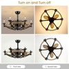 23" Black Candle Ceiling Fan with Lights Remote Control,Modern Rustic Farmhouse Ceiling Fan,Bladeless Caged Ceiling Fan with Light,Reversible - 4 of 4