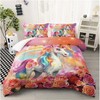 Boersma 3D Printed Unicorn Bedding Set | Lovely Pink Rainbow Comforter, All-Season Quilt with Colorful Floral Design, Includes 2 Pillowcases - 2 of 4