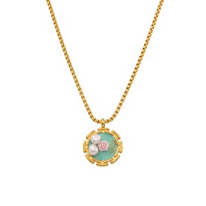 Rose Pendant Necklace for Women - HTUTWOO™ Artistic Oil-Paint Pendant Necklace, Adjustable, for Mother, Daughter, Sister, Friends and Everyday Wear - 1 of 4