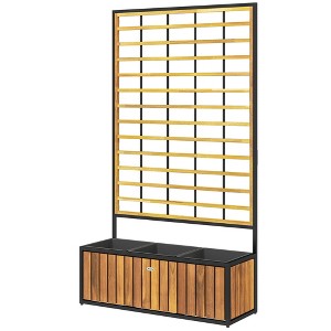 Aghana Digitals Acacia Wood Vertical Garden Bed with Trellis & 3 Planter Boxes, Rustproof Steel - 1 of 4