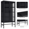 Display Cabinet with Glass Doors, Curio Cabinet with 3-Tier Adjustable Shelves Storage Cabinet for Home, Living Room and Office Black - 2 of 4