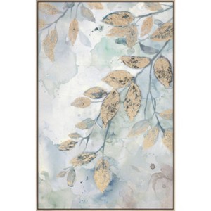 24" x 36" Leaf Textures Encaustic Textured Embellished Framed Wall Canvas Gold - Tyler & Finn: Modern Style, Polystyrene Frame - 1 of 4