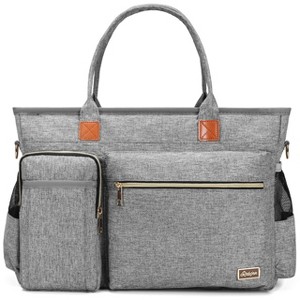 Laptop Tote Bag, Middle Size Computer Messenger Teacher Bag with 15 Padded Laptop Sleeve Grey - 1 of 4