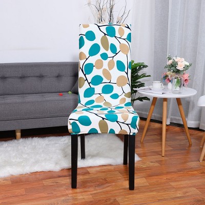 1 Pc Polyester Spandex Floral Print Fit Home Dining Chair Slipcovers Multicolored  - PiccoCasa