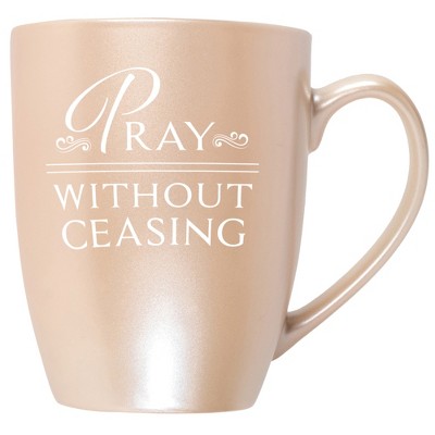 Elanze Designs Pray Without Ceasing Precious Pearl 10 ounce New Bone China Coffee Cup Mug