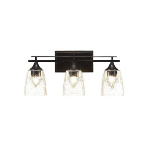 Toltec Lighting Uptowne 3 - Light Vanity in  Dark Granite with 4.5" Square Clear Bubble Shade - 1 of 1