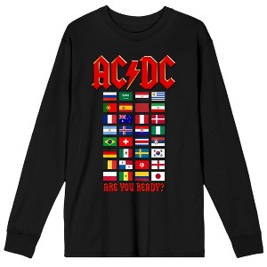 ACDC Are You Ready? World Flags Men's Black Long Sleeve T-Shirt - 1 of 3