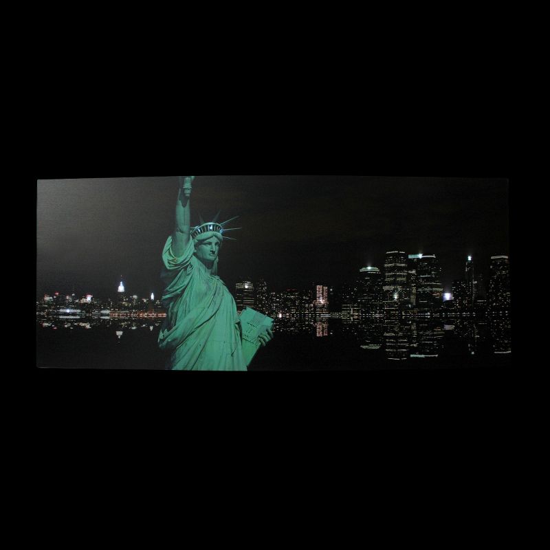 Northlight LED Lighted Statue of Liberty with New York City Skyline Canvas Wall Art 15.75" x 39.25", 2 of 3