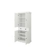 Gulches 71" Freestanding Kitchen Pantry - White Cabinet with 4 Doors, Drawer, 2 Adjustable Shelves, Eco-Friendly & Easy to Assemble for Home Storage - 2 of 4
