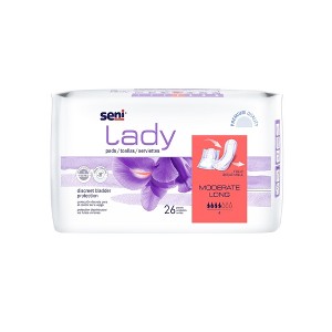 Seni Lady Moderate Female Incontinent Pad Long Length 11" L S-4P26-PS1, 26 Ct - 1 of 4