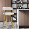 HomeRoots 30" White and Gold Faux Leather and Stainless Steel Low Back Bar Height Swivel Bar Chair - 2 of 4