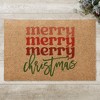 Personalization Mall Merry Merry Christmas 18x27 Faux Coir Doormat - 2 of 2