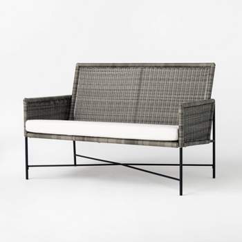Wicker & Metal X Frame Outdoor Patio Loveseat - Gray - Threshold™ designed with Studio McGee