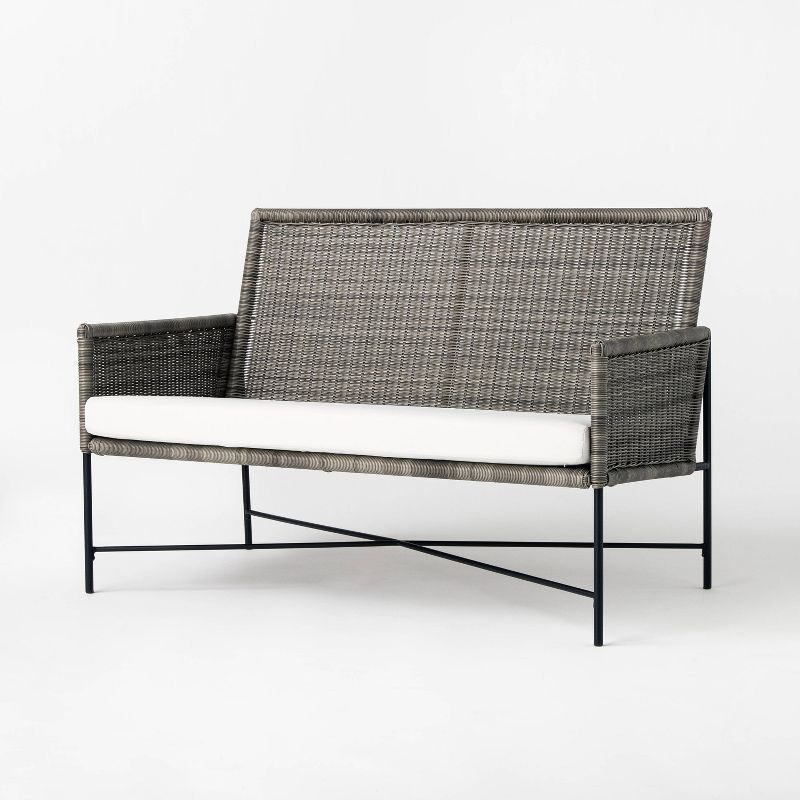 Wicker &#38; Metal X Frame Outdoor Patio Loveseat - Gray - Threshold&#8482; designed with Studio McGee, 1 of 9