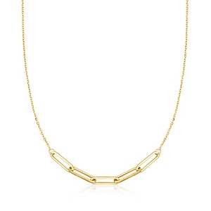 Ross-Simons Italian 10kt Yellow Gold Paper Clip Link Central Station Necklace - 1 of 3