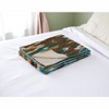 50" X 70" Brown And Blue Ikat Cotton Quilted Kantha Throw Blanket with Embroidery - 2 of 4