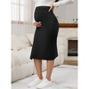 INSPIRE CHIC Women's Maternity High Waist Casual Side Split Stretchy Elastic Bodycon Sweater Skirt - 3 of 4