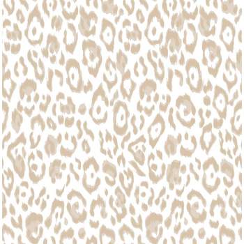 Spoonflower Removable Wallpaper Swatch - Leopard Animal Print White  Background Natural Tan Cheetah Spots Girly Custom Pre-Pasted Wallpaper