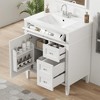SpassWay 30"L White Modern Bathroom Vanity with Top Sink 2 Drawers Tip Out Storage - 2 of 4