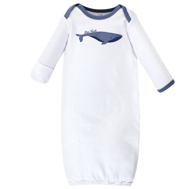 Touched by Nature Infant Boy Organic Cotton Gowns, Blue Whale, Preemie/Newborn, 4 of 5