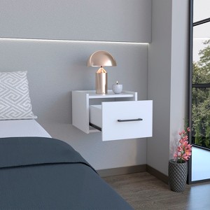 TIRAMISUBEST Floating Nightstand - White Mobile File Cabinet - 1 of 4