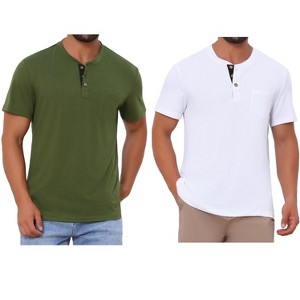 INSPIRE CHIC Men's Summer Short Sleeve Button Basic Henley T-Shirts 2 Packs - 1 of 4