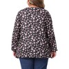 Agnes Orinda Women's Plus Size Keyhole Floral Pleated Long Sleeve Flowy Casual Tunic Blouse - 4 of 4