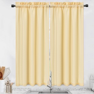 Waffle Weave Waterproof Small Curtain - Decorative Window Cover. Water-Resistant, Easy to Clean & Ideal for Kitchen, Bathroom, RV or Small Spaces - 1 of 4