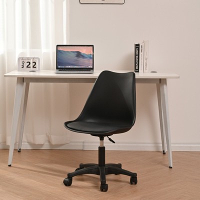 Armless Swivel Office Chair with Wheels, Ergonomic Small Computer Desk Chair with Adjustable Height, 4L-ModernLuxe