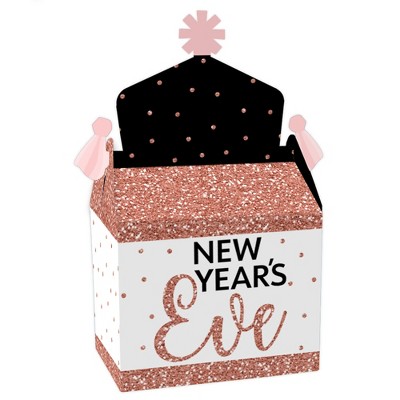 Big Dot of Happiness Rose Gold Happy New Year - Treat Box Party Favors - New Year's Eve Party Goodie Gable Boxes - Set of 12