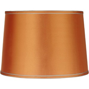 Springcrest Sydnee Satin Orange Medium Drum Lamp Shade 14" Top x 16" Bottom x 11" Slant x 11" High (Spider) Replacement with Harp and Finial - 1 of 4