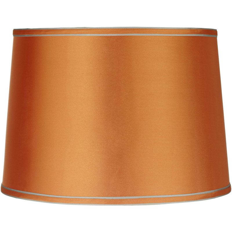 Springcrest Sydnee Satin Orange Medium Drum Lamp Shade 14" Top x 16" Bottom x 11" Slant x 11" High (Spider) Replacement with Harp and Finial, 1 of 8
