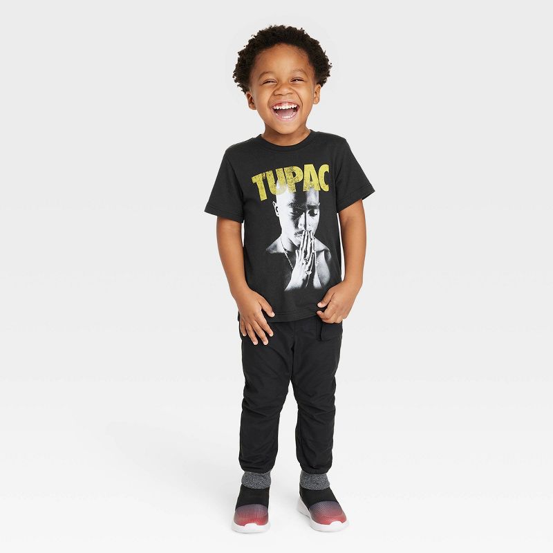 Toddler Tupac Solid Short Sleeve T-Shirt - Black, 3 of 10