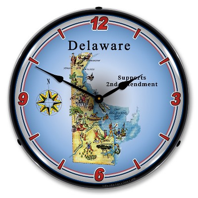 Collectable Sign & Clock | Delaware Supports the 2nd Amendment LED Wall Clock Retro/Vintage, Lighted