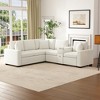 120.5" Chenille L-Shaped Convertible Modular Sectional Sofa Bed with Pull-Out Bed, Storage Console, and Cup Holders - 2 of 4