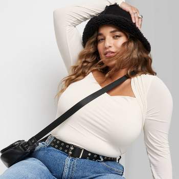 Seta T Women's Square Neck Sheer Long Sleeve Knit Bodysuit Black Small :  Target