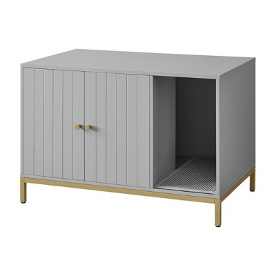 Feandrea Litter Box Enclosure, Modern Furniture with Scratching Mat, Cat House