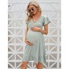 Clearlove Women's Maternity Casual Flowy Midi Dress Short Sleeve V Neck Ruffle Floral Dress - 2 of 4
